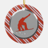 Red Stripes Snowboarder Persoonlijke Kerstmis Keramisch Ornament (Voorkant)