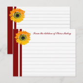 Red Stripes Sunflower Personalized Recipe Cards Briefkaart (Voorkant / Achterkant)