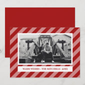 Red STRIPES | TIJDLOOS | CUSTOM Holiday Foto Feestdagenkaart (Voorkant / Achterkant)