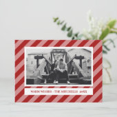 Red STRIPES | TIJDLOOS | CUSTOM Holiday Foto Feestdagenkaart (Staand voorkant)