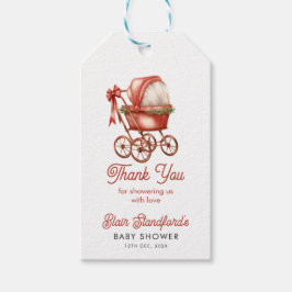 Red Stroller Christmas Baby shower Dank u Cadeaulabel