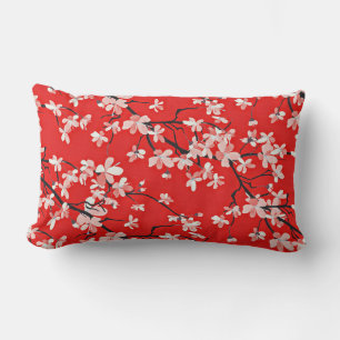 Red Stylish Cherry Blossom Floral Pattern Kussen