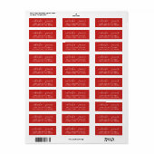 Red Stylish Script Return Address Etiket (Full Sheet)