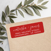 Red Stylish Script Return Address Etiket