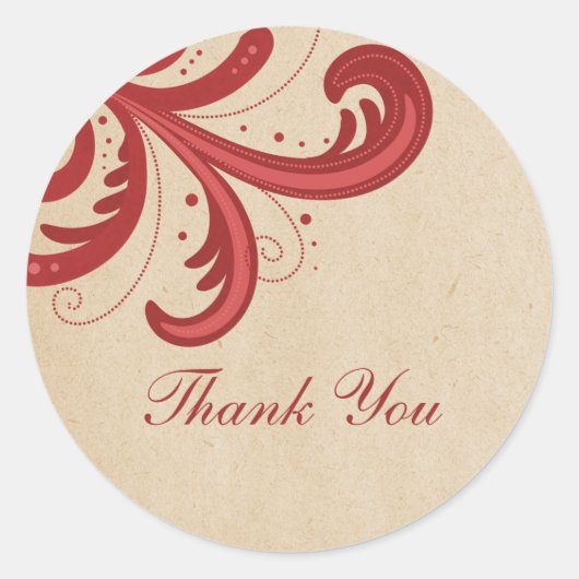 Red Stylish Swirls Dank je Stickers (Voorkant)