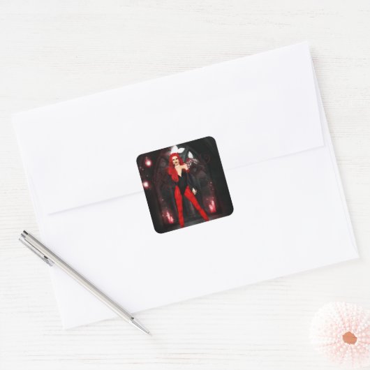 Red Succubus Vierkante Sticker (Envelop)