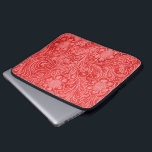 Red Suede Leather Kijk in reliëfbloemen Laptop Sleeve<br><div class="desc">Elegant rood leder ziet er  uit van bloemen voorzien van reliëfdruk. Het is beschikbaar op andere producten. Niet echt of nep leder,  maar afbeelding van vossenleder.</div>