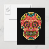 Red Sugar Skull Poscard Briefkaart (Voorkant / Achterkant)