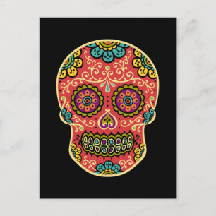 Red Sugar Skull Poscard Briefkaart