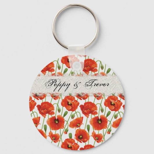 Red Summer Poppy Sleutelhanger (Voorkant)