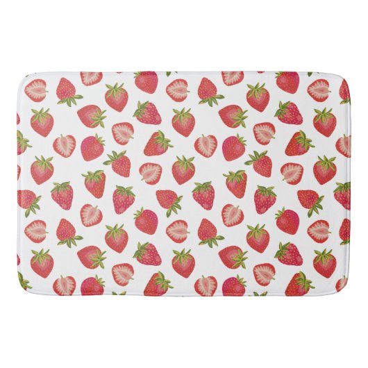 Red Summer Strawberry Pattern Badmat (Voorkant)