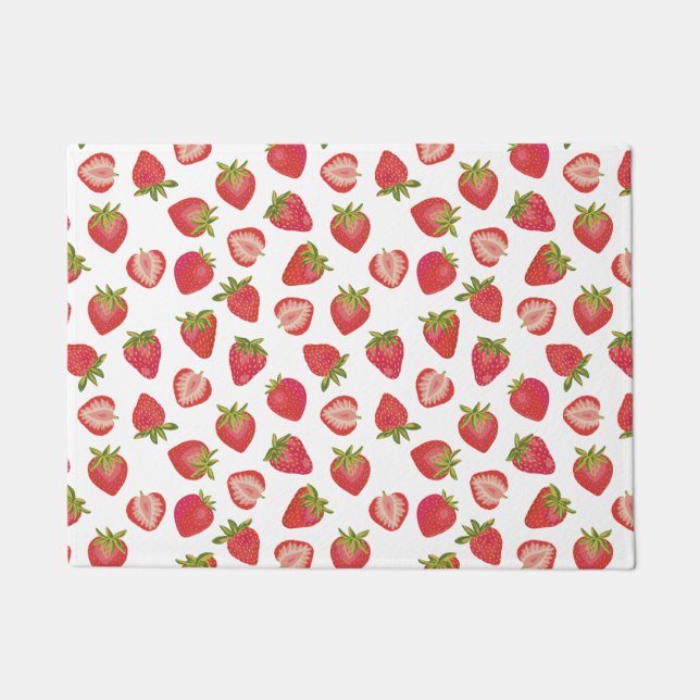 Red Summer Strawberry Pattern Deurmat (Voorkant)