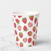 Red Summer Strawberry Pattern Papieren Bekers (Achterkant)