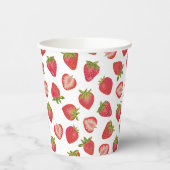 Red Summer Strawberry Pattern Papieren Bekers (Links)