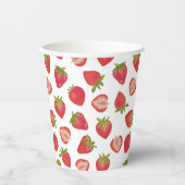 Red Summer Strawberry Pattern Papieren Bekers (Voorkant)