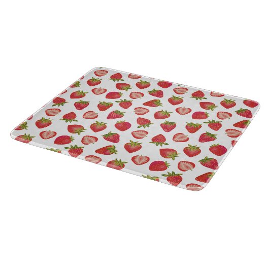 Red Summer Strawberry Pattern Snijplank (Hoek)