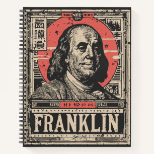 Red Sun Benjamin Franklin   Amerikaans iconenportr Notitieboek