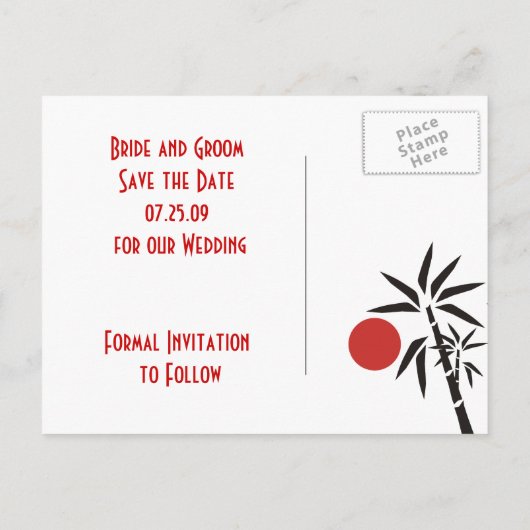 Red Sun Bewaar de datum Briefkaarten (Achterkant)