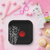 Red sun black white zen papieren bordje (Feest)