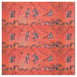Red Sun Dancers Aboriginal Fabric Stof