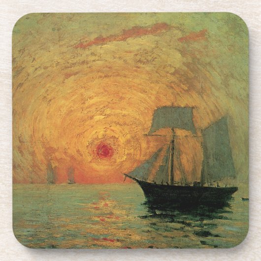 Red Sun door Maxime Maufra,  impressionisme Bier Onderzetter (Voorkant)
