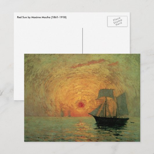 Red Sun door Maxime Maufra, impressionisme Briefkaart (Voorkant / Achterkant)