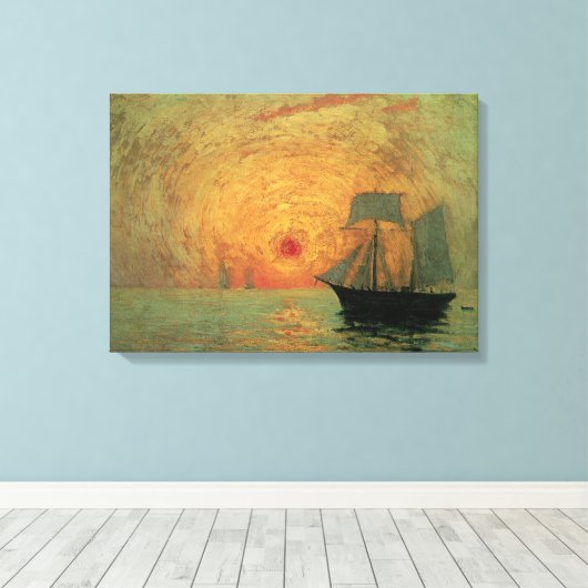Red Sun door Maxime Maufra, impressionisme Canvas Afdruk (Insitu (Houten vloer))