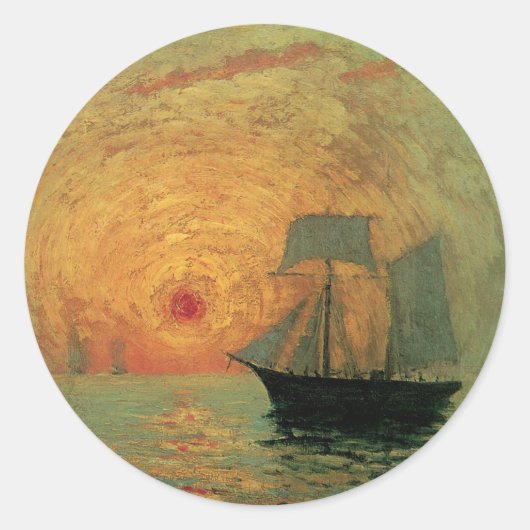 Red Sun door Maxime Maufra,  impressionisme Ronde Sticker (Voorkant)