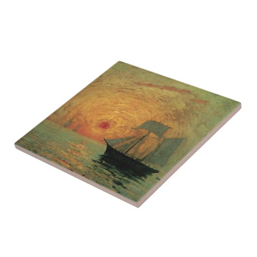 Red Sun door Maxime Maufra,  impressionisme Tegeltje (Zijkant)