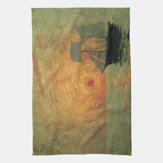 Red Sun door Maxime Maufra, impressionisme Theedoek (Verticaal)