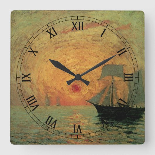 Red Sun door Maxime Maufra,  impressionisme Vierkante Klok (Voorkant)