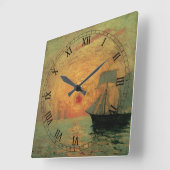 Red Sun door Maxime Maufra,  impressionisme Vierkante Klok (Hoek)