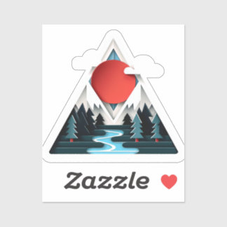 Red Sun Forest-landschap Sticker