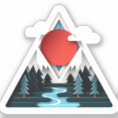 Red Sun Forest-landschap Sticker (Voorkant)