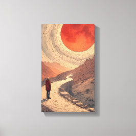 Red Sun Landschap Canvas Art