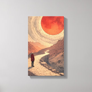 Red Sun Landschap Canvas Art