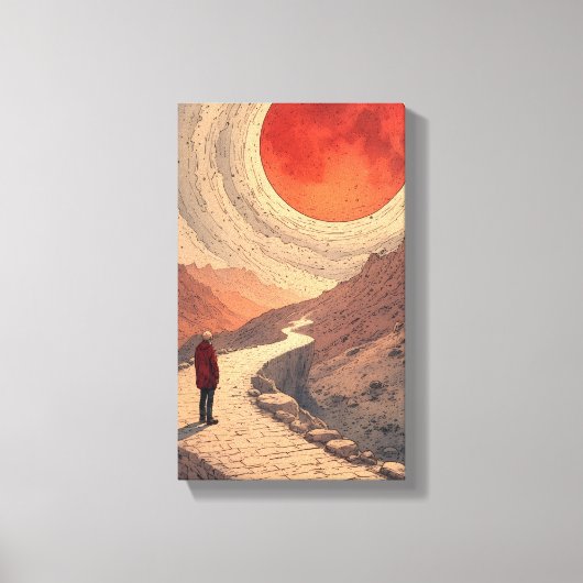 Red Sun Landschap Canvas Art (Voorkant)