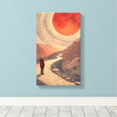 Red Sun Landschap Canvas Art (Insitu (Houten vloer))