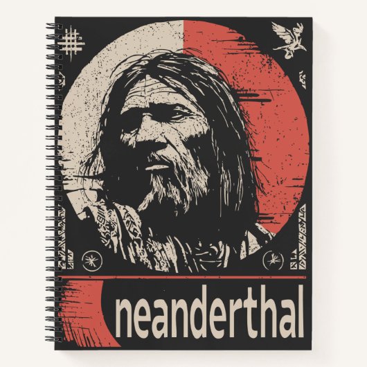 Red Sun Neanderthal | Oude voorouderkunst Notitieboek (Voorkant)