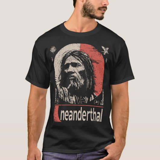 Red Sun Neanderthal | Oude voorouderkunst T-shirt (Voorkant)