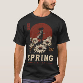 Red Sun Spring Maiden | Seizoensgebonden Daisy Art T-shirt