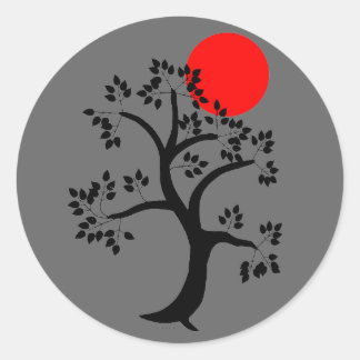 Red Sun Tree Sticker
