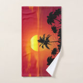 Red Sun Tropical Palm Beach Bad Handdoek (Handdoek)