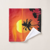 Red Sun Tropical Palm Beach Bad Handdoek (Wasdoekje)