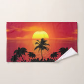 Red Sun Tropical Palm Beach Bad Handdoek (Handdoek)