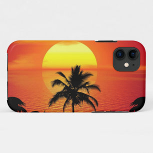 Red Sun Tropical Palm Beach Case-Mate iPhone Case