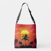 Red Sun Tropical Palm Beach Crossbody Tas (Achterkant)