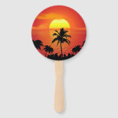 Red Sun Tropical Palm Beach Handwaaier (Achterkant)