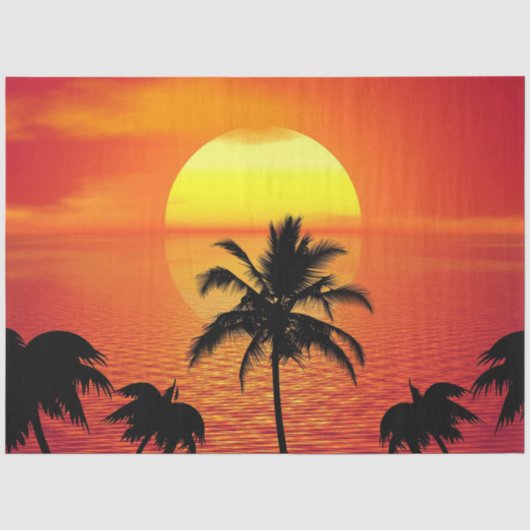 Red Sun Tropical Palm Beach Tissuepapier (Voorkant)