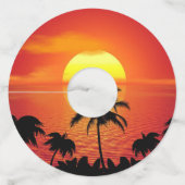 Red Sun Tropical Palm Beach Wijnglaslabel (Achterkant)